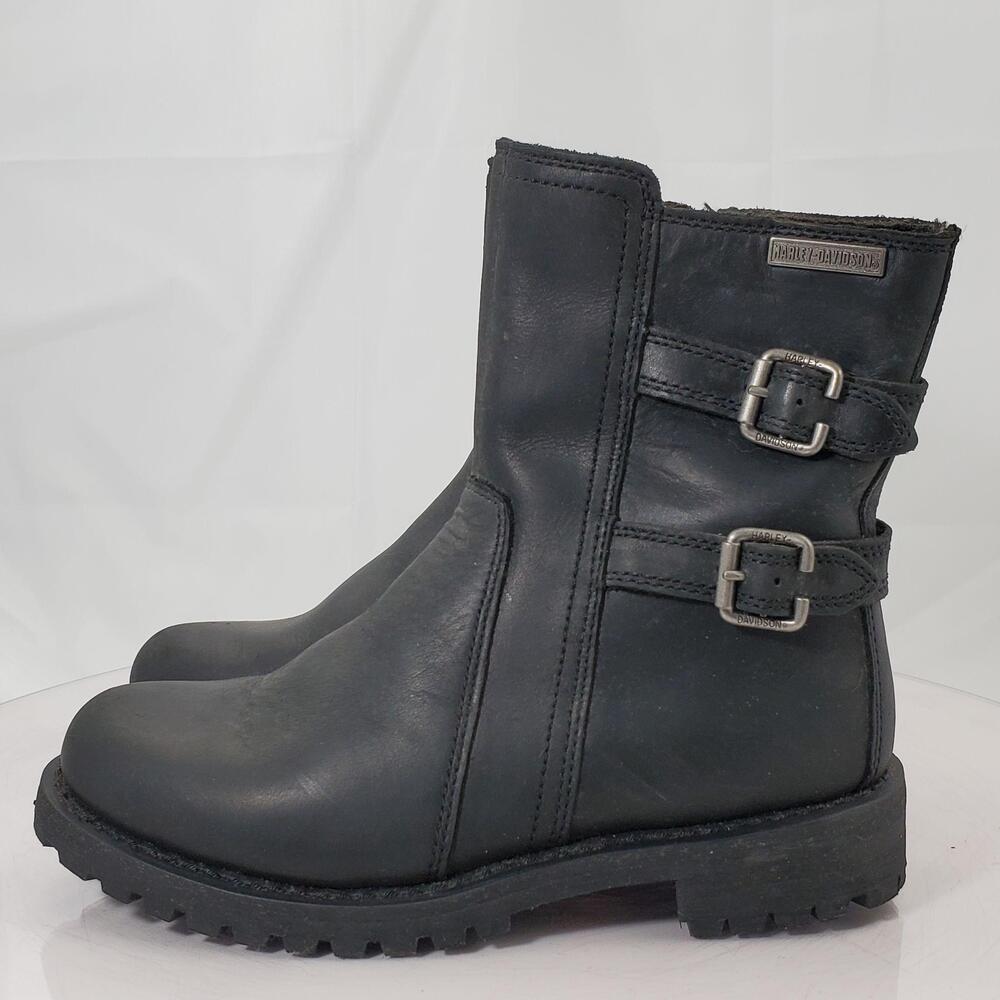 Harley-Davidson Fillon D84182 Biker Boots Women 8 Leather Motorcycle Buckle Zip